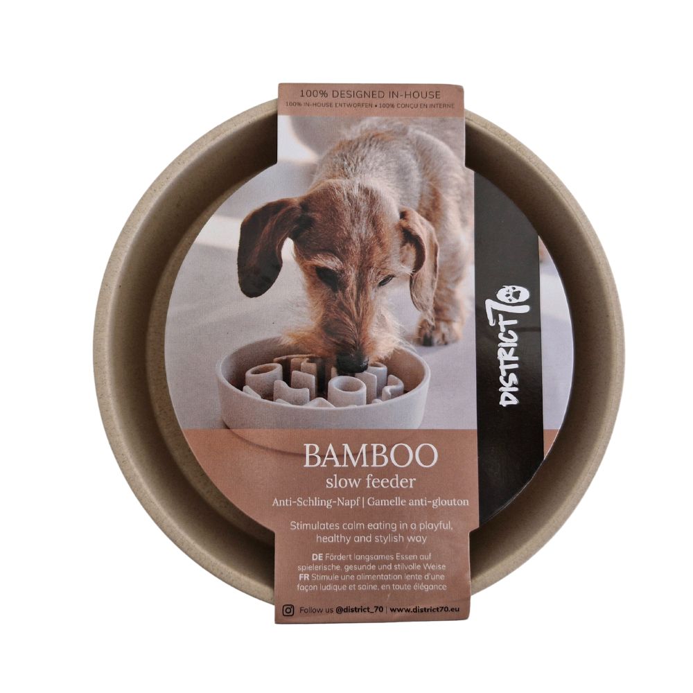 Anti-gulping kom gemaakt van natuurlijke bamboevezels
