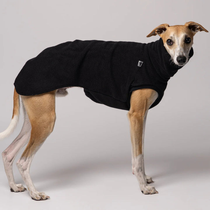 Hundepullover LONG SHIRT 2.0 für Whippet, Windsprite, Podenco, Galgo in Schwarz