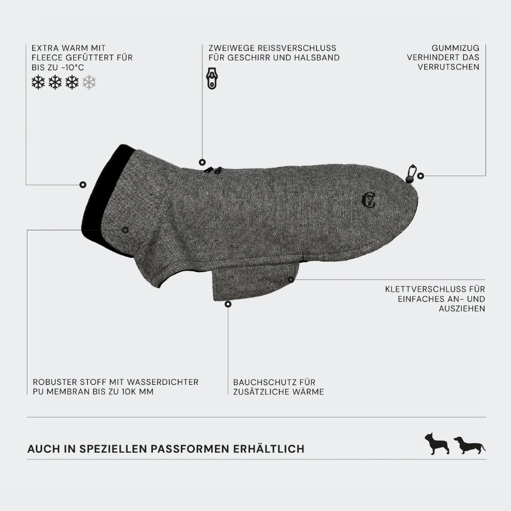 Hundemantel Fr. Bulldogge Brooklyn Tweed Black