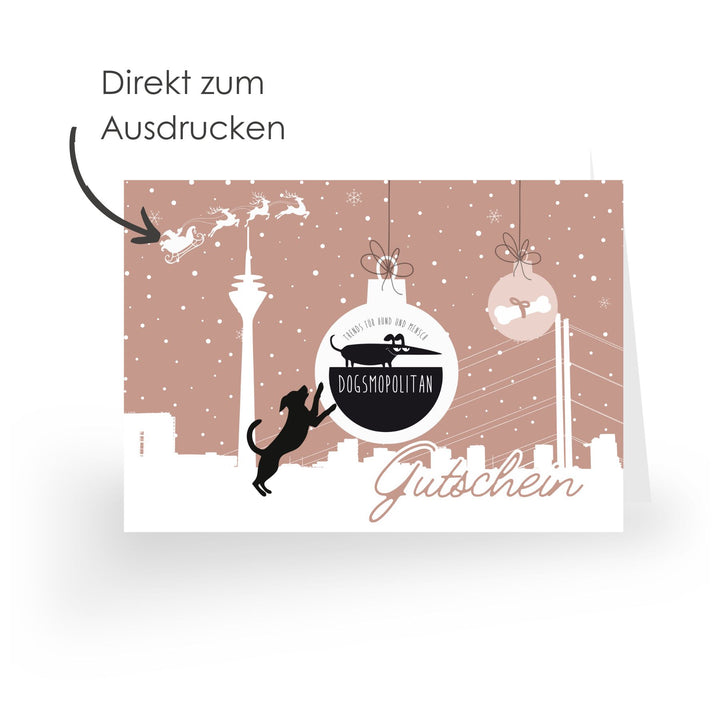Dogsmopolitan voucher kerstmotief Düsseldorf