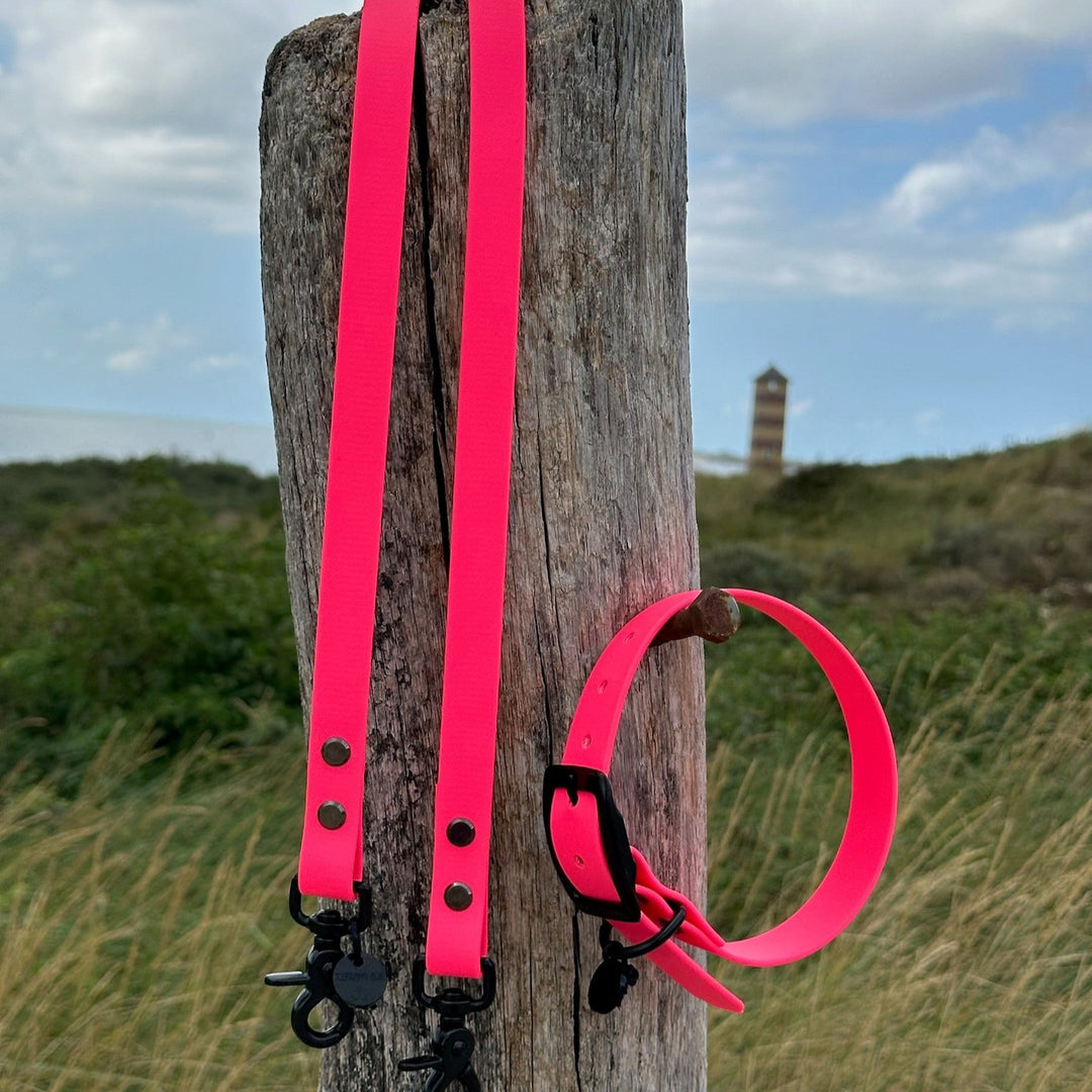 BETA-BIOTHANE® Halsband en Lijn Felroze