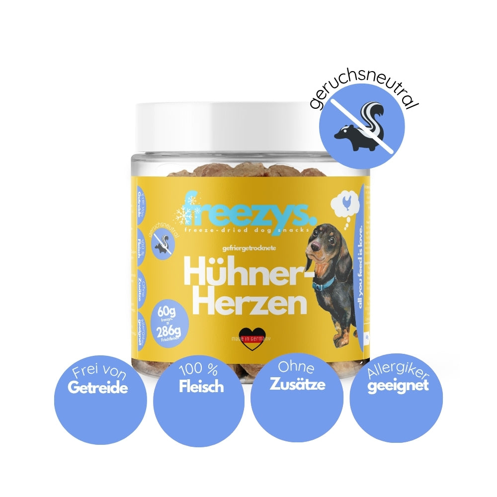 Hundeleckerli Hühnerherzen gefriergetrocknet 60g