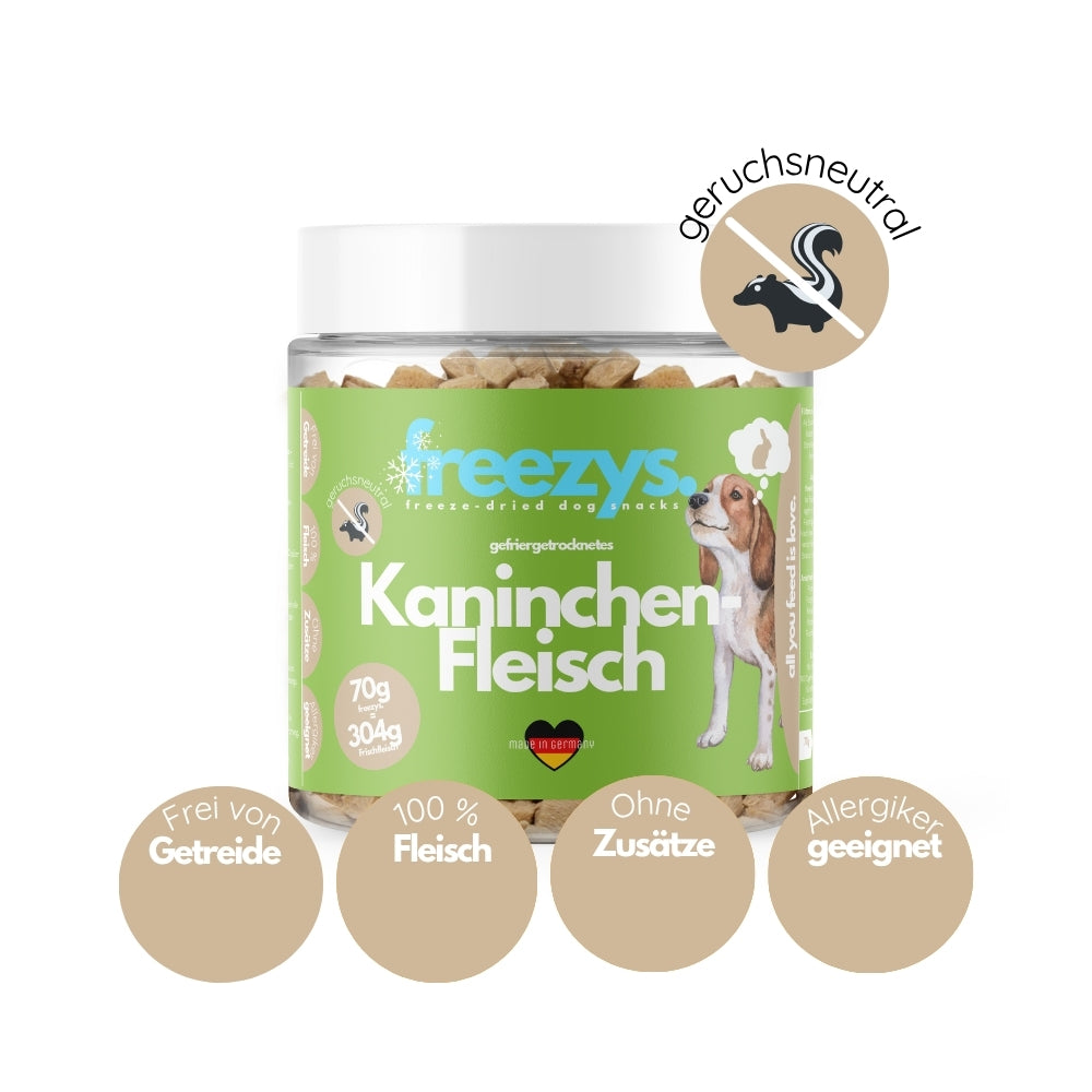 Hundeleckerli Kaninchenfleich gefriergetrocknet 70g