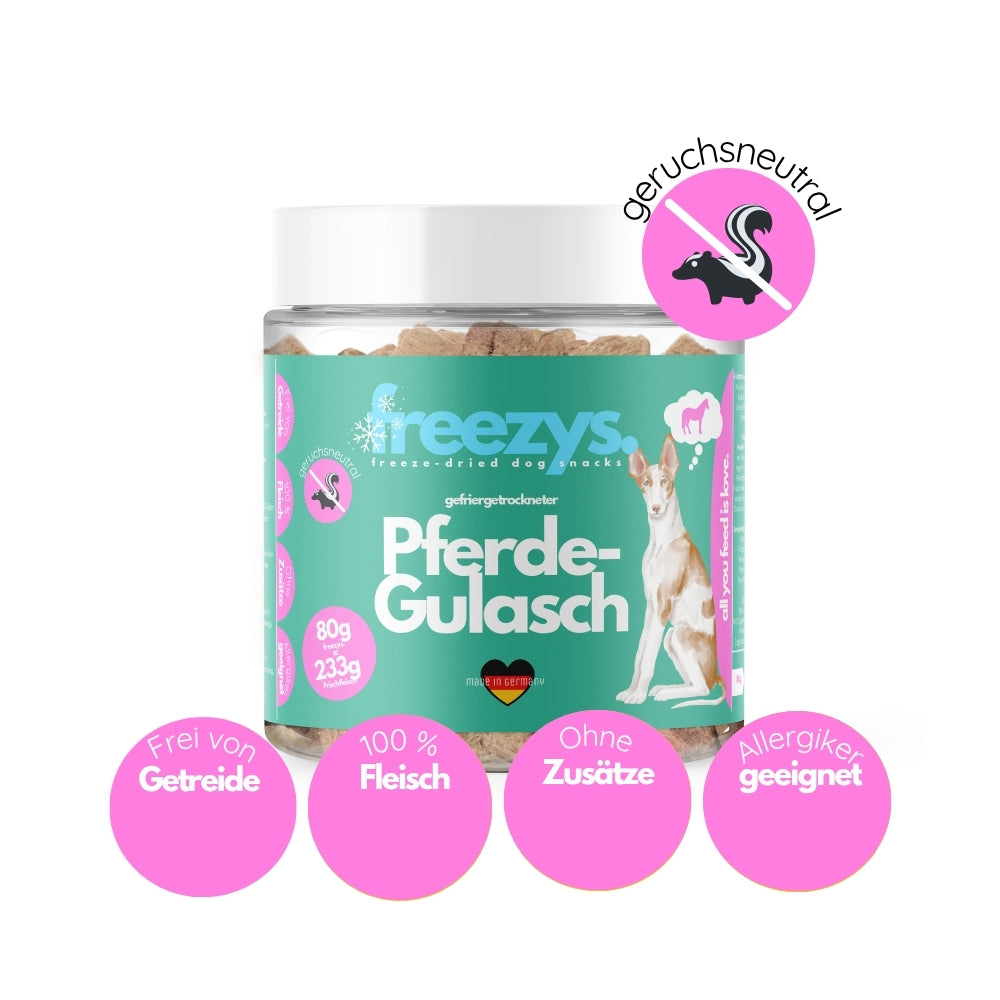 Hondensnacks paardengoulash gevriesdroogd 80g