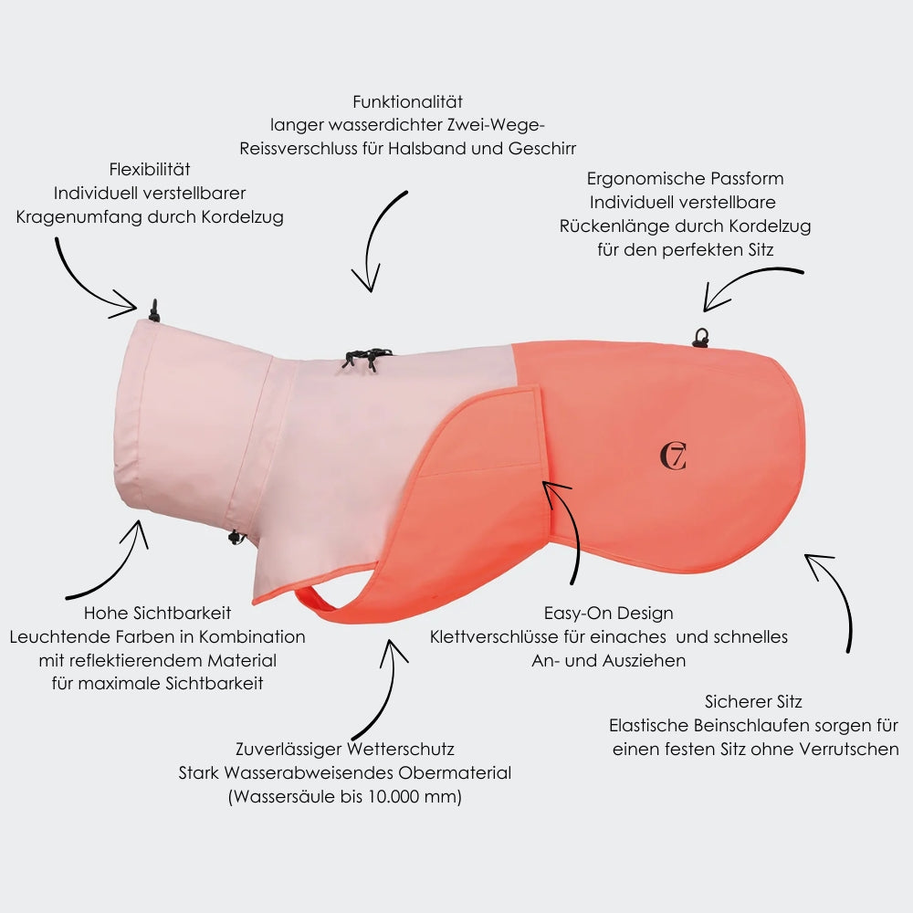 Hunderegenmantel AKTIV Peach/Neon Pink