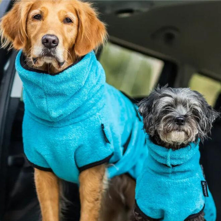 Dog bathrobe turquoise