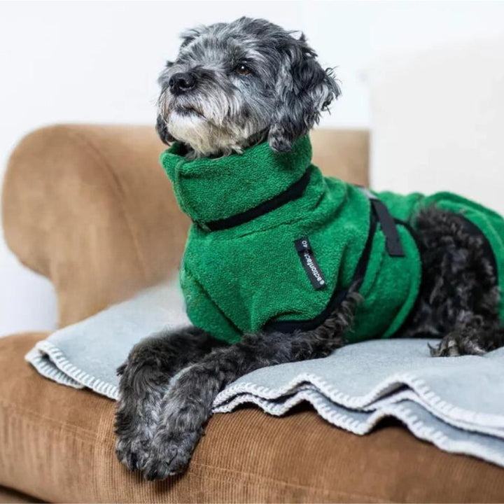 Dog bathrobe dark green 