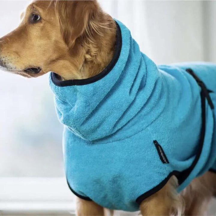 Dog bathrobe turquoise