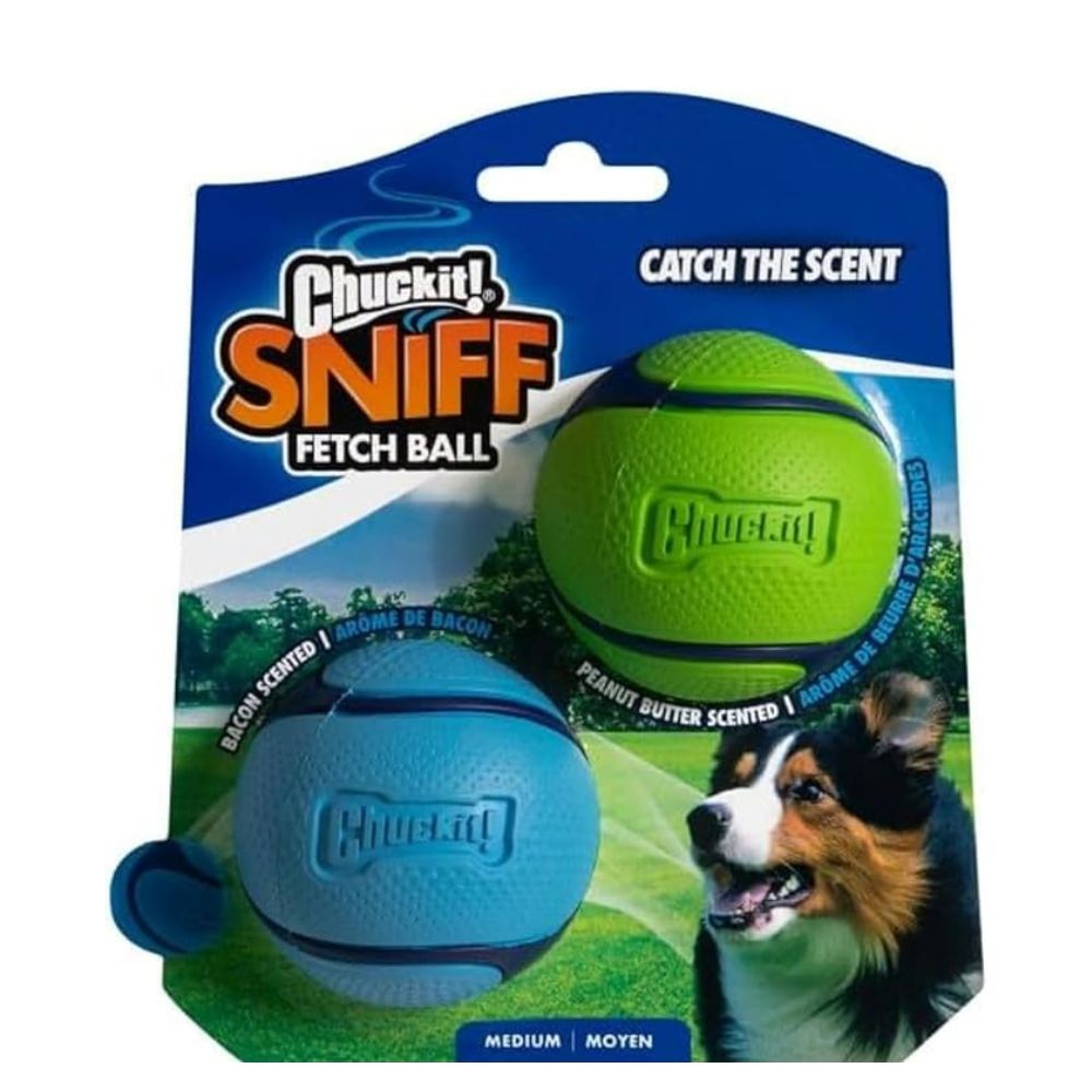 Chuck it Sniff Fetch Ball: 2 Bälle mit Speck- und Erdnussbutterduft!