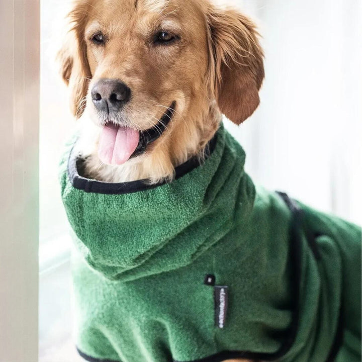 Dog bathrobe dark green 