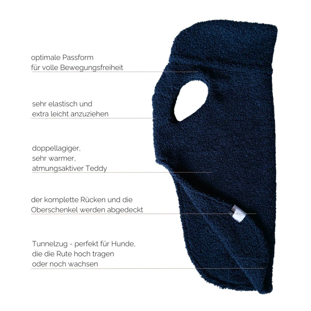 Hondentrui CozyShirt blijf warm teddy marineblauw