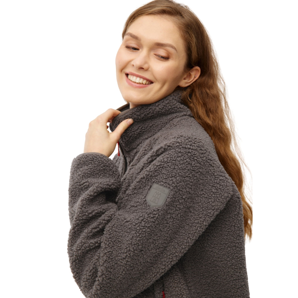 Kuschelby Damen Fleecejacke Morel Braun Teddy