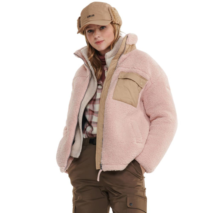 Kuschelige Sherpajacke Rosa