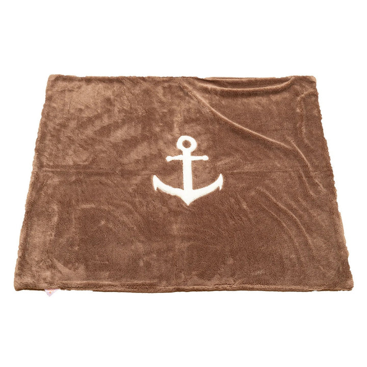Dog blanket with anchor brown