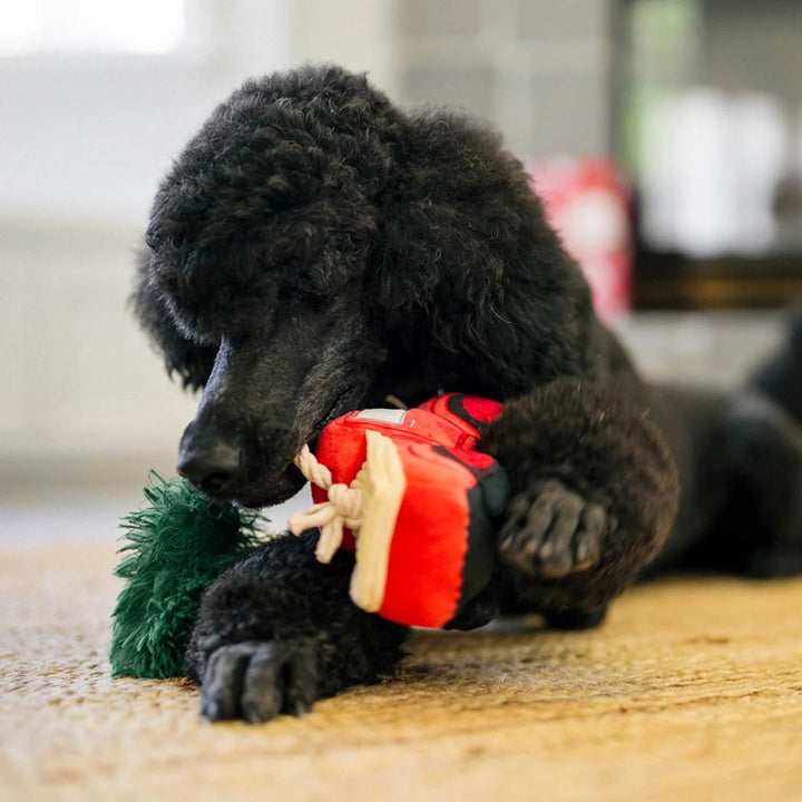 Honden speelgoed kerst vrachtwagen met dennenboom