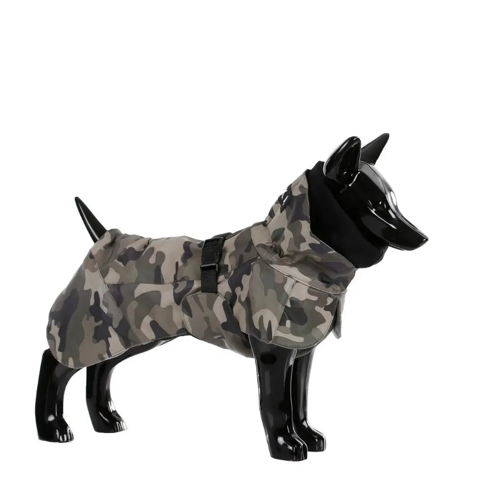 Hochreflektierender Hunderegenmantel Recovery / Camouflage Jetzt erhältlich bei  Dogsmopolitan