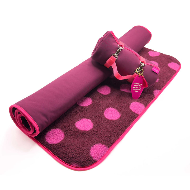 Dog’n’Roll travel blanket for dogs - Burgundy &amp; Teddy pink