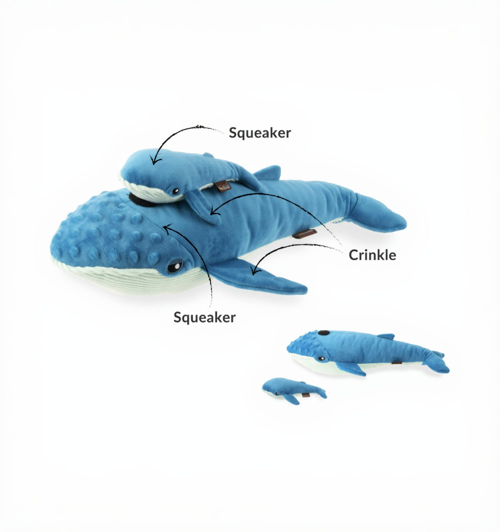 Hundespielzeug Ozeanfreunde Walfamilie Big Blue &amp; Baby Blue