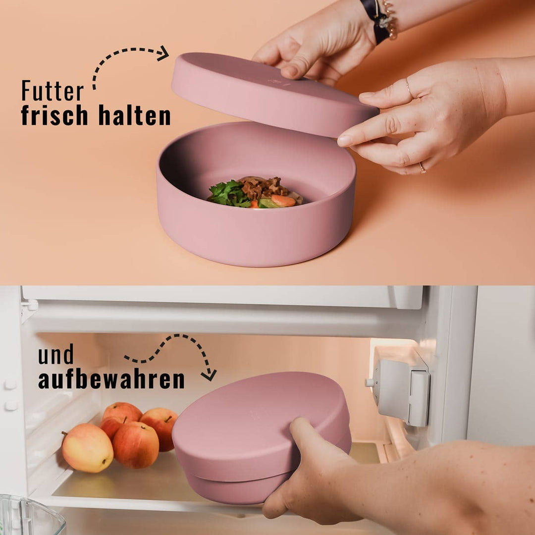 Silikon-Futternapf mit Deckel Taupe