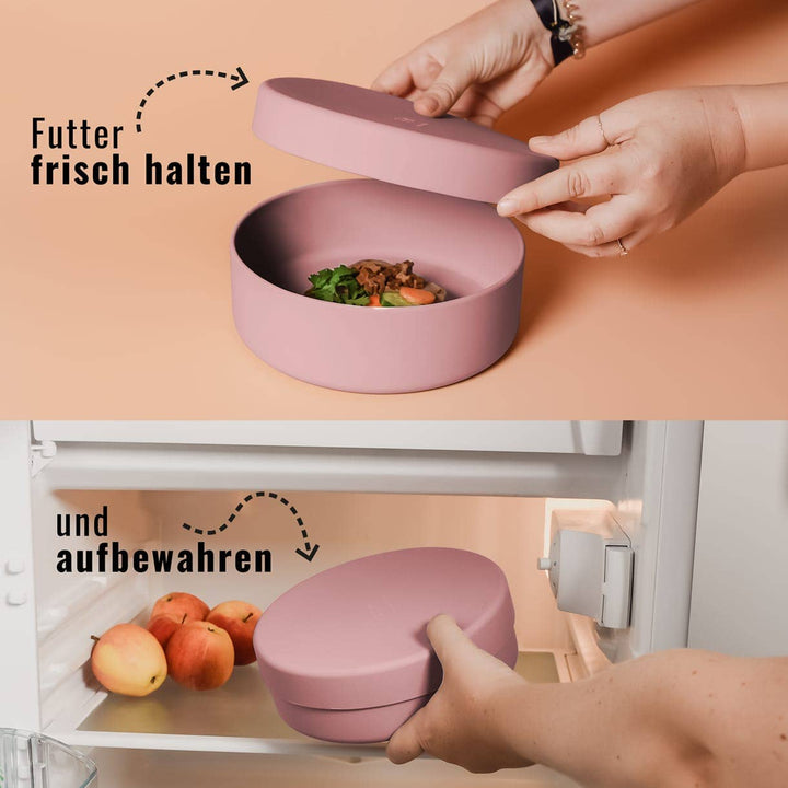 Silikon-Futternapf mit Deckel Taupe