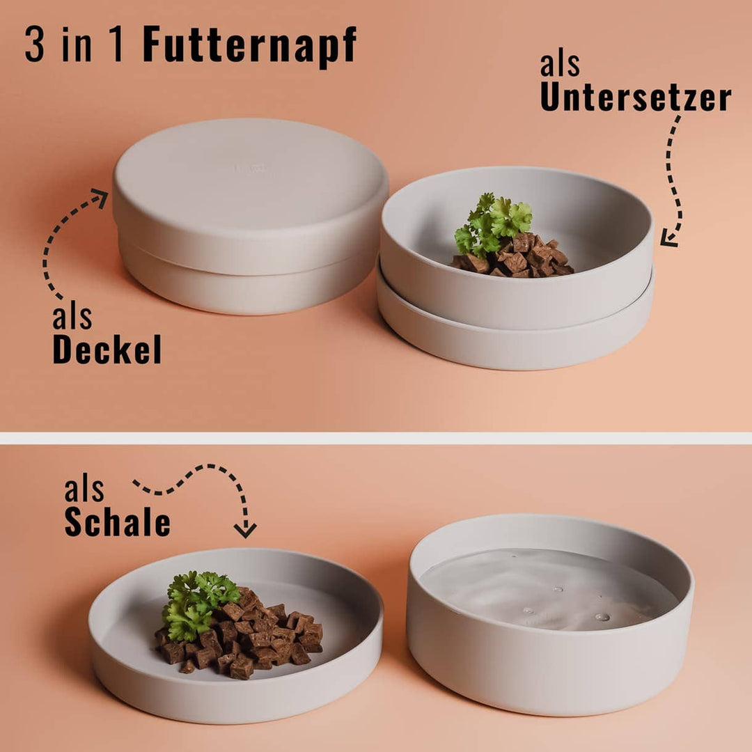 Silikon-Futternapf mit Deckel Taupe