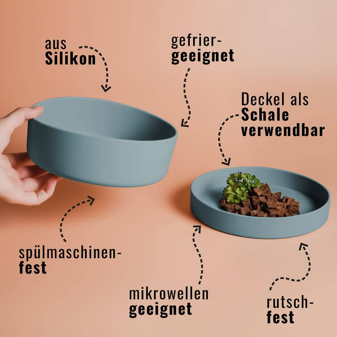 Silikon-Futternapf mit Deckel Taupe