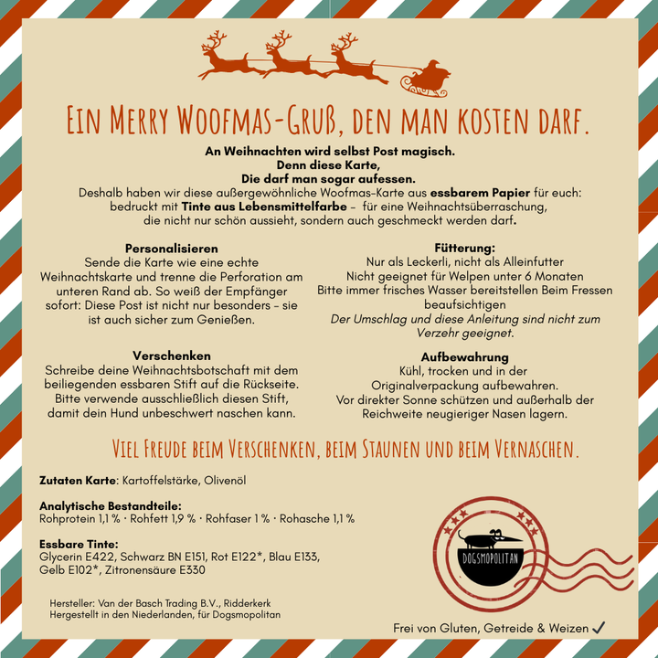 Weihnachtsgrußkarte für Hunde - ESSBAR