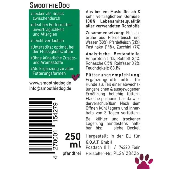 SmoothieDog Sensitivo (Pferd) Jetzt erhältlich bei  Dogsmopolitan