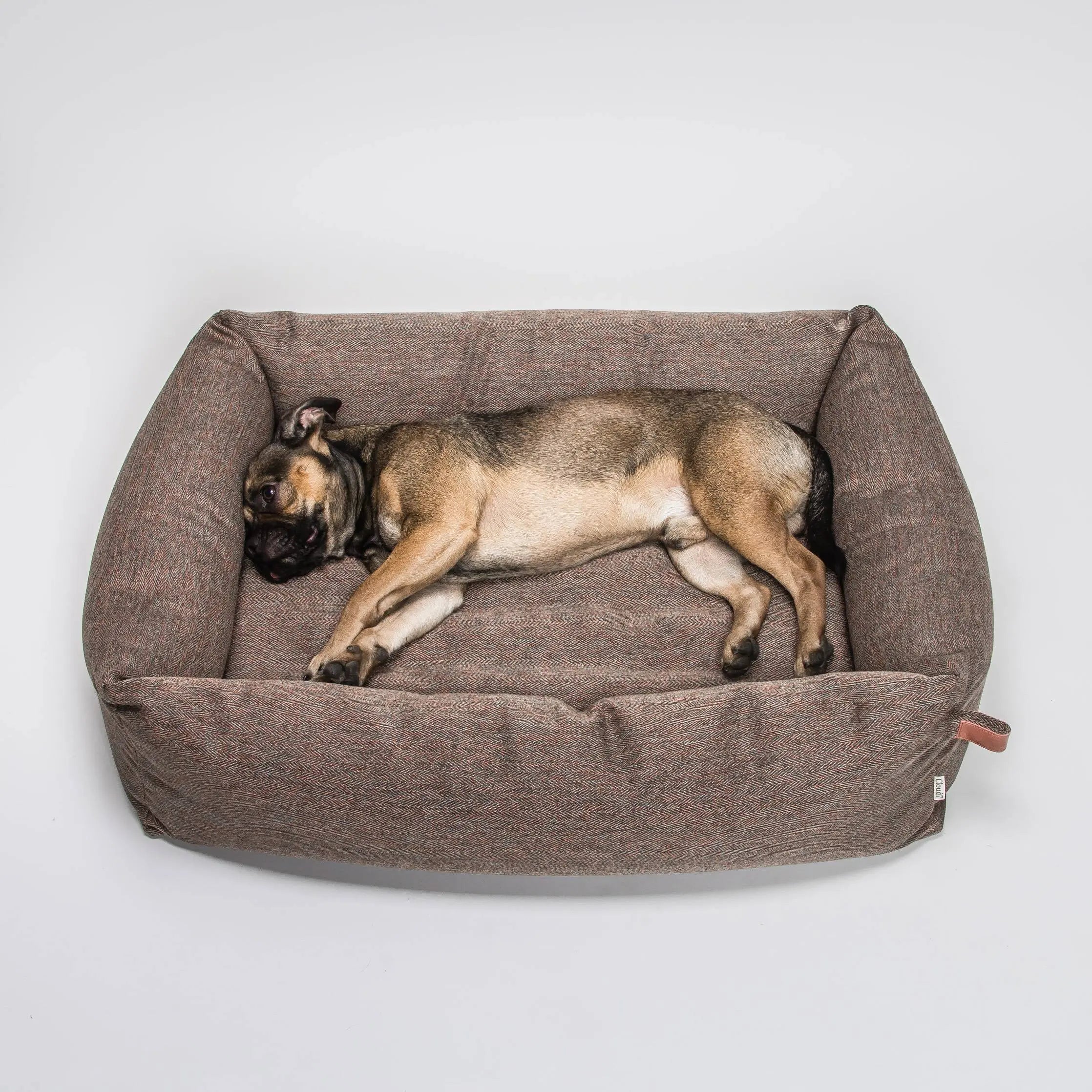 Cloud7 Dog Bed Sleepy Herringbone Brown Dogsmopolitan