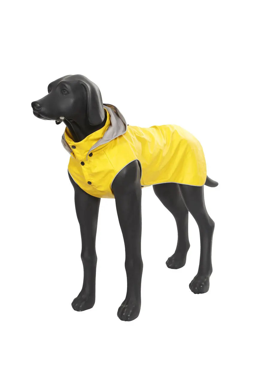 HDE Wasserdichter Hunde-Regenmantel Mit Kapuze – Doppellagig, Reflektierend, In 6 Größen (z.B. Gelb S)